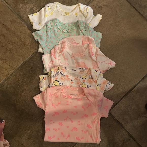Carters Newborn baby onesies(5), free book or Aden and Anais blanket w/purchase - Picture 1 of 9